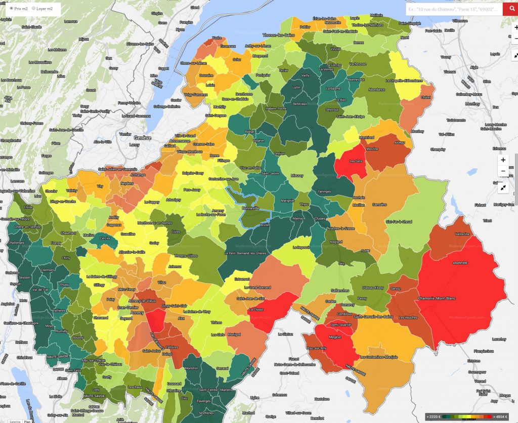 Carte prix immobilier Haute-Savoie 2025